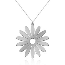 İndigo Takı Sade Papatya Gümüş Kolye