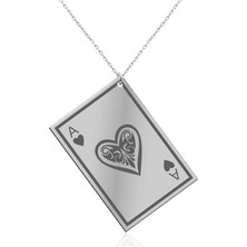 İndigo Takı Sade Kupa As Plaka Gümüş Kolye