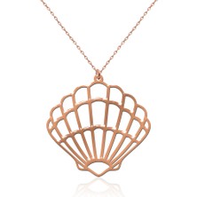 İndigo Takı Sade Deniz Kabuğu Rose Gümüş Kolye