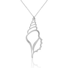 İndigo Takı Sade Minare Deniz Kabuğu Gümüş Kolye