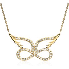 İndigo Takı Sonsuzluk Melek Kanadı Altın Kaplama Gümüş Kolye