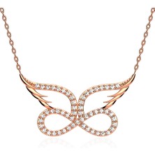 İndigo Takı Sonsuzluk Melek Kanadı Rose Gümüş Kolye