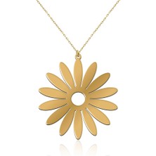 İndigo Takı Sade Papatya Altın Kaplama Gümüş Kolye