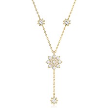 İndigo Takı Sallantılı Çiçek Tohumu Altın Kaplama Gümüş Kolye