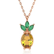 İndigo Takı Taşlı Ananas Rose Gümüş Kolye