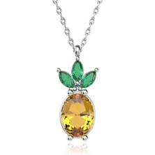 İndigo Takı Taşlı Ananas Beyaz Gümüş Kolye