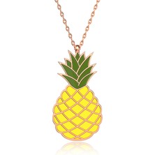 İndigo Takı Mineli Ananas Rose Gümüş Kolye