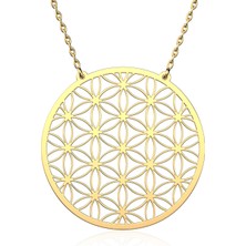 İndigo Takı Yaşam Çiçeği Altın Kaplama Gümüş Kolye