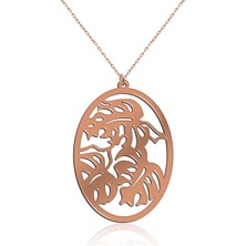 İndigo Takı Sade Devetabanı Yaprağı Rose Gümüş Kolye