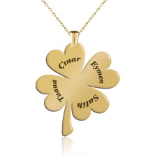 İndigo Takı Isimli 4 Yaprak Yonca Gümüş Kolye