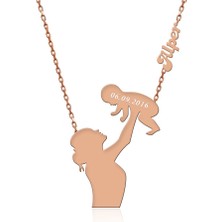 İndigo Takı Isimli Tarihli Anne Çocuk Gümüş Kolye