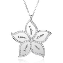 İndigo Takı 5 Isimli Yasemin Çiçeği Beyaz Gümüş Kolye