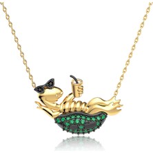 İndigo Takı Miskin Kaplumbağa Altın Kaplama Gümüş Kolye