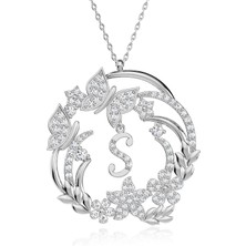 İndigo Takı Çiçek Bahçesi Harfli Beyaz Gümüş Kolye