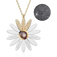 İndigo Takı Isimli Papatya 100 Dilde Seni Seviyorum Gümüş Kolye