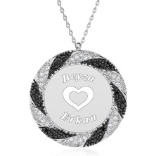 İndigo Takı 2 Isimli Burgu Çerçeve Gümüş Kolye