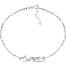 İndigo Takı Sade Kemal Atatürk Imza Beyaz Gümüş Bileklik