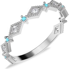 İndigo Takı İnce Baklava Formu Beyaz Gümüş Yüzük