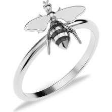 İndigo Takı Mineli Arı Beyaz Gümüş Yüzük