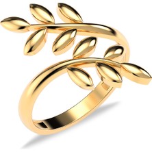 İndigo Takı Sade Ikili Sarmaşık Ayarlanabilir Altın Kaplama Gümüş Yüzük