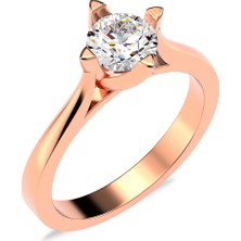 İndigo Takı Üçgen Tırnak Pırlanta Montür Rose Gümüş Yüzük