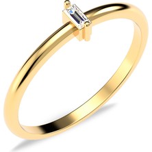 İndigo Takı Mini Baget Altın Kaplama Gümüş Yüzük