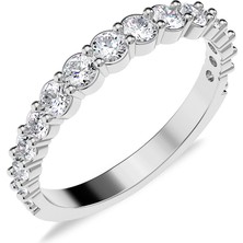 İndigo Takı Süzme Sıra Taşlı Beyaz Gümüş Yüzük