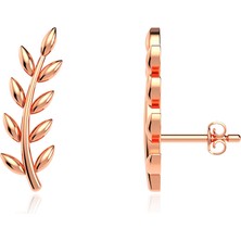 İndigo Takı Sade Sarmaşık Rose Gümüş Küpe