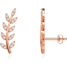 İndigo Takı Taşlı Sarmaşık Rose Gümüş Küpe