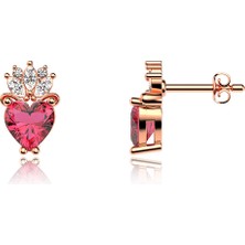İndigo Takı Kalbimin Tacı Rose Gümüş Küpe