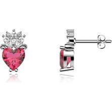 İndigo Takı Kalbimin Tacı Beyaz Gümüş Küpe