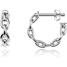 İndigo Takı Zincir Halka Beyaz Gümüş Küpe