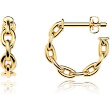 İndigo Takı Zincir Halka Altın Kaplama Gümüş Küpe