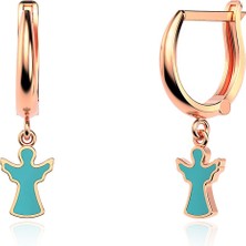 İndigo Takı Mineli Melek Rose Gümüş Küpe