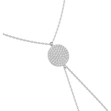 İndigo Takı Yuvarlak Taşlı Beyaz Gümüş Şahmeran