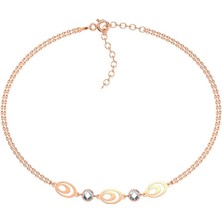 İndigo Takı Oval Astarlı Tek Taşlar Rose Gümüş Bileklik