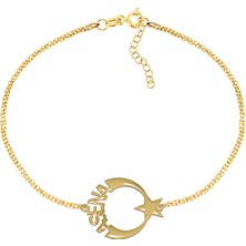 İndigo Takı Isimli Ay Yıldız Gümüş Bileklik