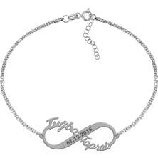 İndigo Takı Iki Isimli Tarihli Sonsuzluk Gümüş Bileklik