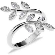 İndigo Takı Ikili Sarmaşık Ayarlanabilir Beyaz Gümüş Yüzük