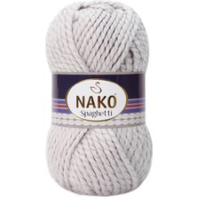 Nako Spaghetti El Örgü İpi Pembeli Gri %25 Yün %75 Premium Akrilik 100 Gram