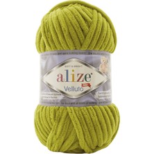 Alize Velluto Kadife El Örgü İpi Fıstık Yeşili %100 Mikropolyester Özellikleri ile 100 Gram Renk Kodu:11