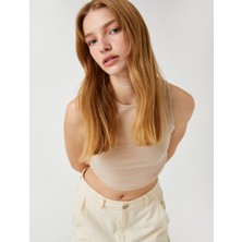 Koton Crop Atlet Bisiklet Yaka Fitilli Asimetrik Kesim