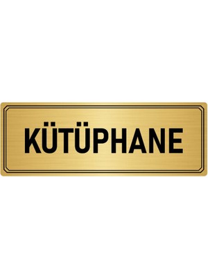 Özarslan Dizayn Metal Yönlendirme Levhası Departman Kapı Isimliği Kütüphane 7x20 cm Altın Renk