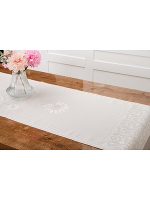 Finezza Iris Jakar Polyester Kumaş Bej Runner 45X150 cm - 1410