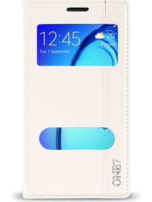 FitCase Samsung Galaxy On7 (G600) Gizli Mıknatıslı Pencereli Magnum Kılıf Beyaz