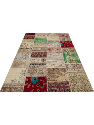 Sempati Halı Gerçek El Dokuma Eskitme Patchwork Halı