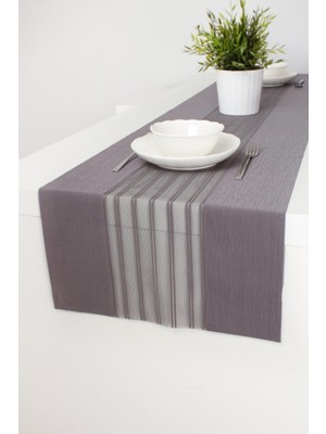 Efor Perde Füme Gri Runner Amerikan Servis Masa Örtüsü 40x140 Cm