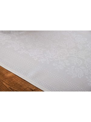 Finezza Lola Jakar Polyester Kumaş Krem Runner 45X150 cm   - 1412