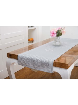 Finezza Iris Jaka Rpolyester Kumaş Gri Runner 45X150 cm - 1411