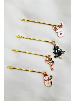 Petek Aksesuar 4 Adet Yılbaşı Temalı Tel Toka Seti